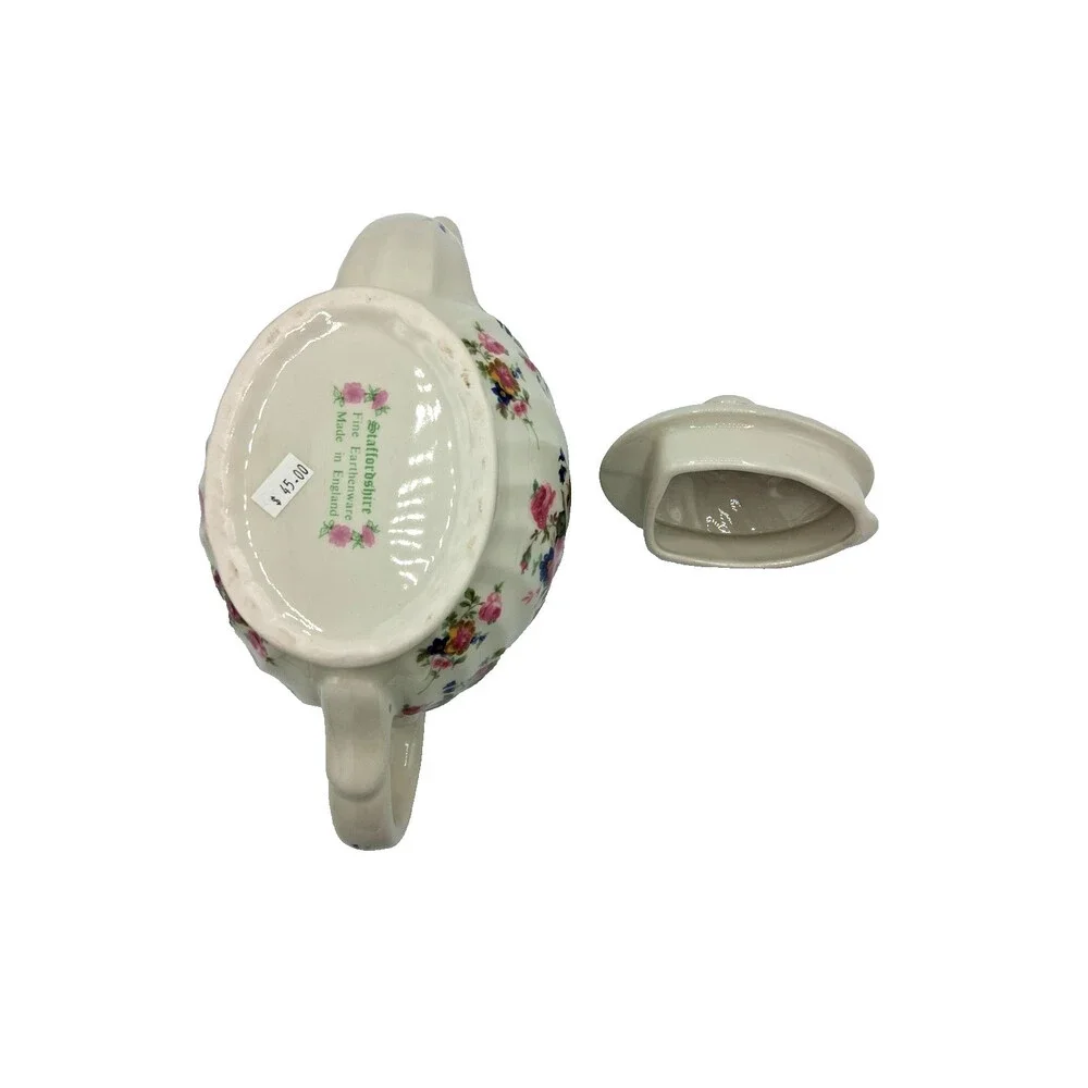 Vintage Collectible Staffordshire Fine Ceramic Floral Pattern Teapot - Picture 11 of 15